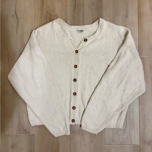 Natural, boho organic style Cream Button-Up Cardigan